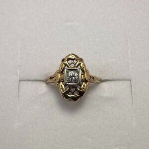 Rare Yellow Gold Art Deco Diamond Ring